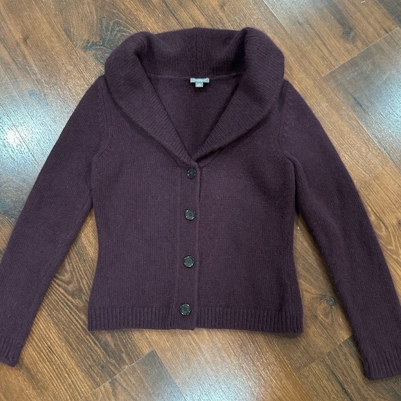 Ann Taylor Sweaters - Ann Taylor Petites Rabbit Hair -Wool Blend Cowl Neck Cardigan Maroon petite M